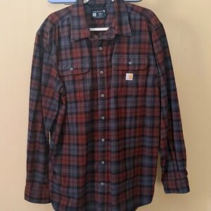Carhartt Men's Brown and grey Plaid Button-Down Shirt